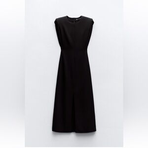 Zara Shoulder Pad Crepe Dress